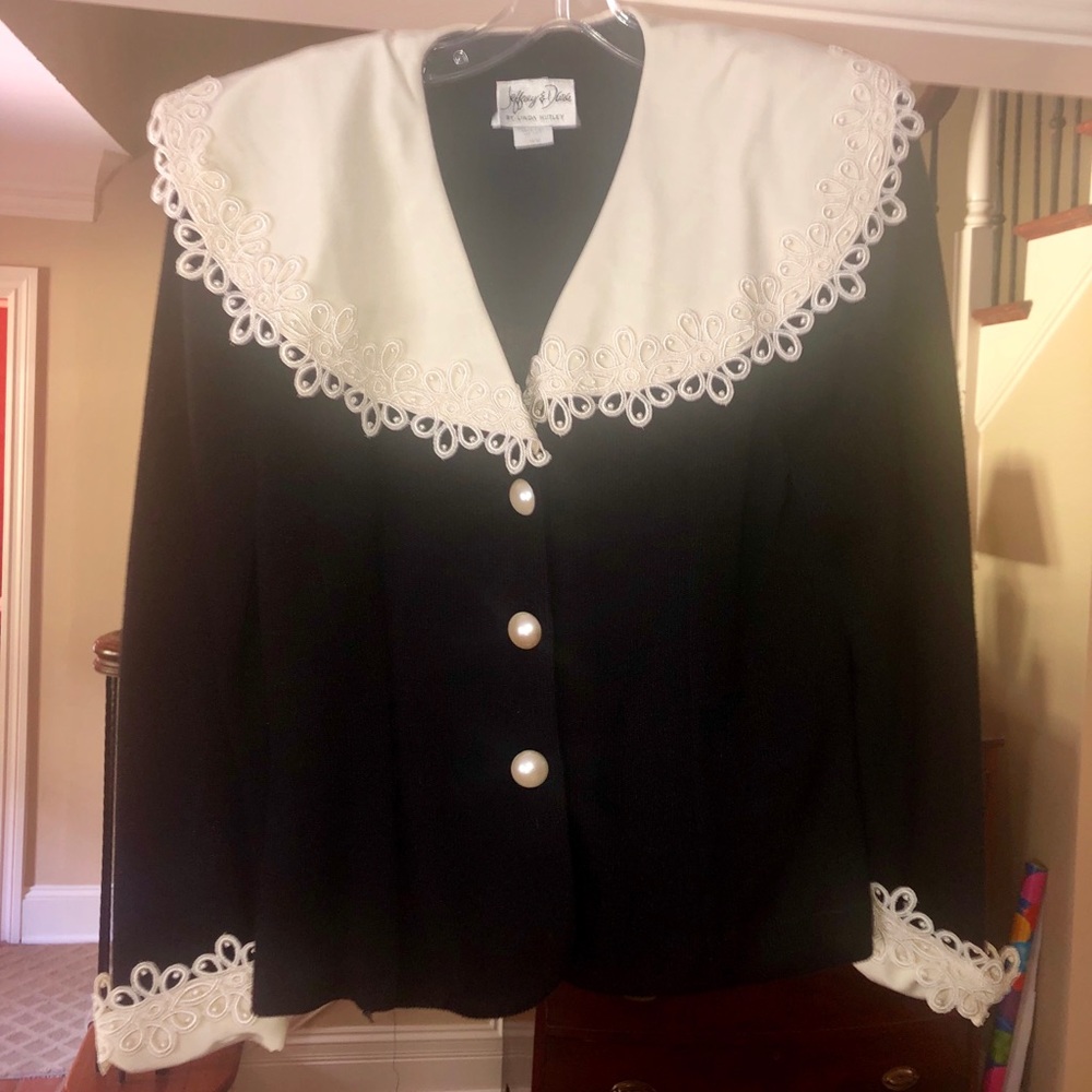White and Black Dress Sweater/Blazer